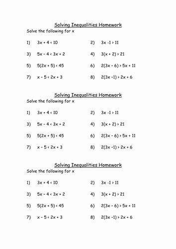 Solving Linear Inequalities Worksheet Lovely solving Linear Inequalities Homework by Tgc