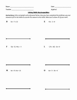 Solving Linear Inequalities Worksheet Lovely solving Linear Inequalities Worksheet with Riddle by