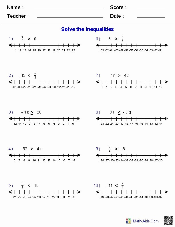 50 Solving Linear Inequalities Worksheet Chessmuseum Template Library