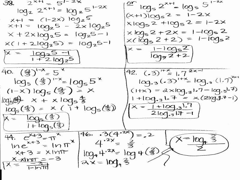 Solving Logarithmic Equations Worksheet