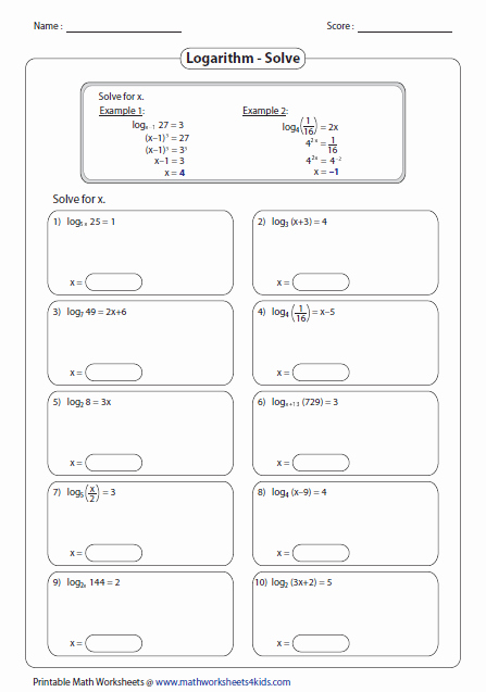 Solving Logarithmic Equations Worksheet Unique Logarithms Worksheets