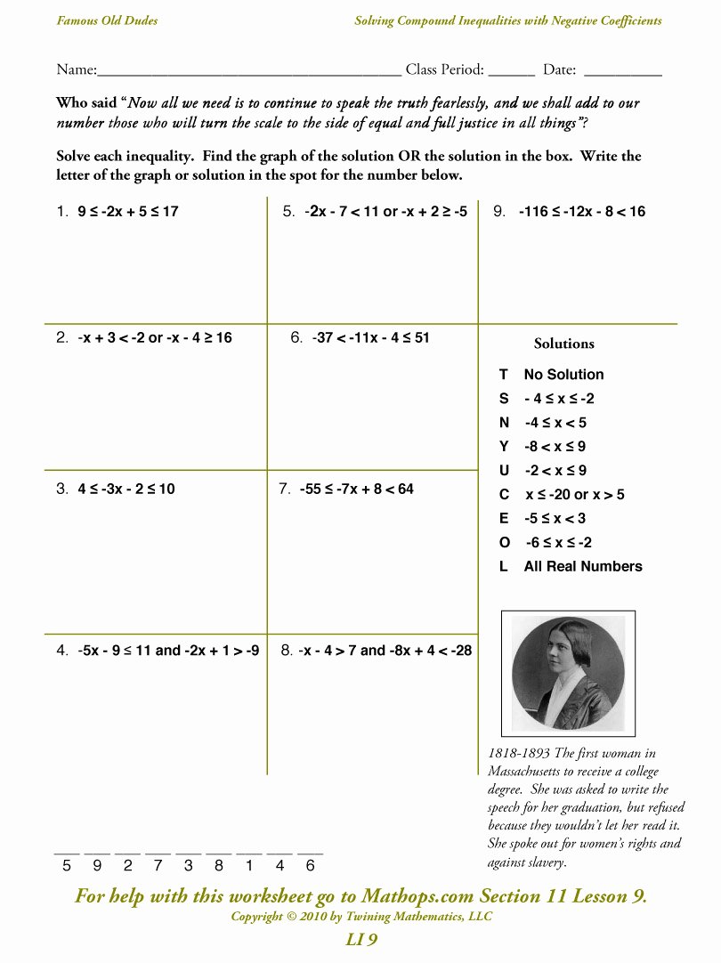 Solving Multi Step Inequalities Worksheet Awesome Li 9 solving Pound Inequalities with Negative