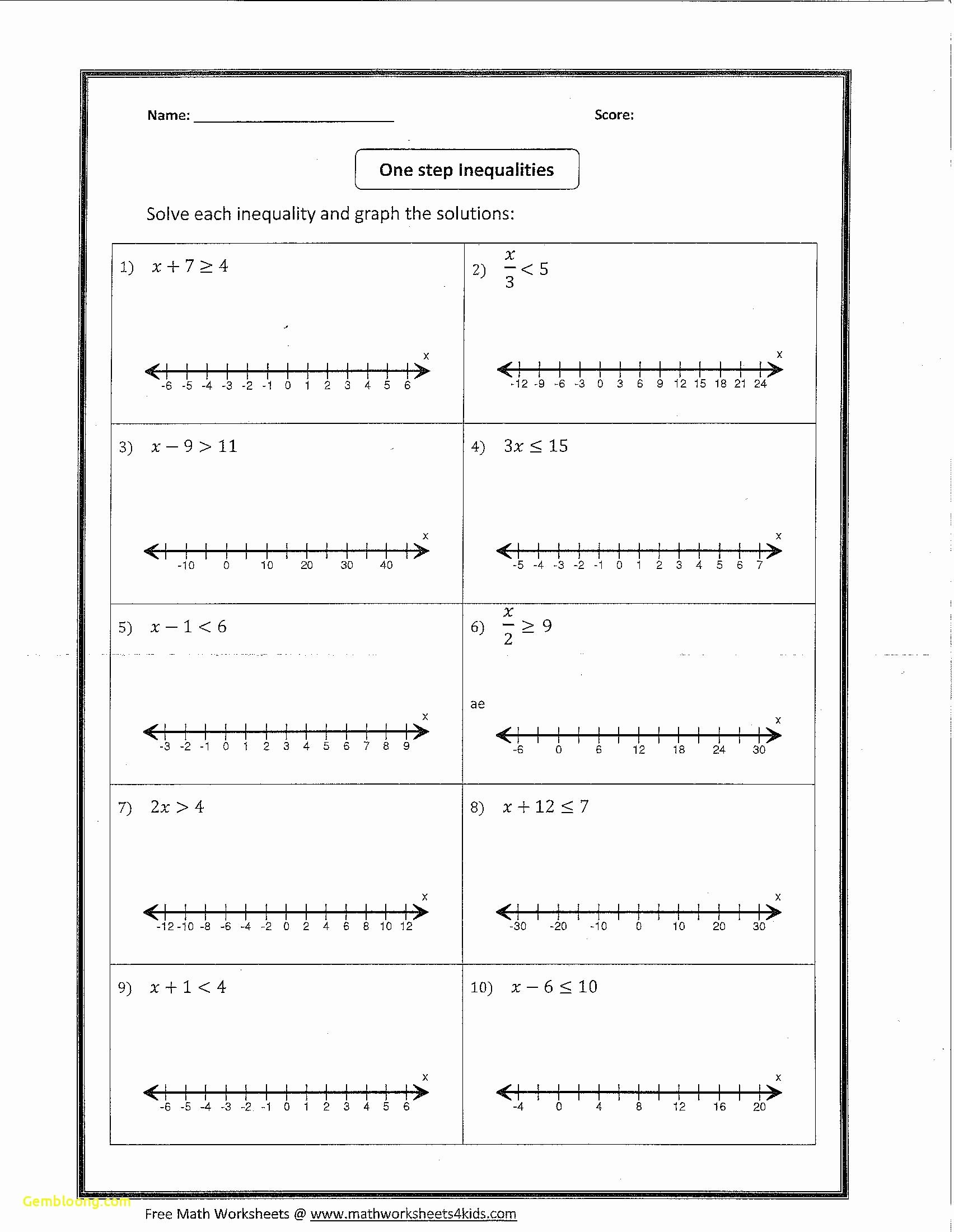 Solving Multi Step Inequalities Worksheet With Answers