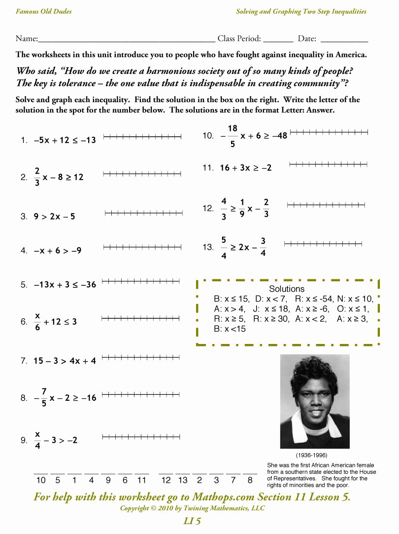 Solving Multi Step Inequalities Worksheet New Li 5 solving and Graphing Two Step Inequalities Mathops