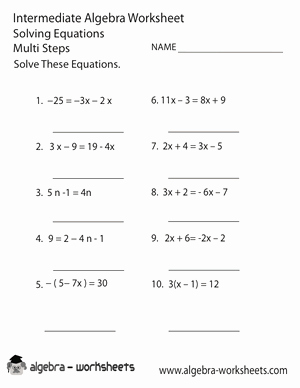 Solving Polynomial Equations Worksheet Answers New Free Printable Intermediate Algebra Worksheets Also