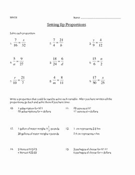 Solving Proportions Word Problems Worksheet Inspirational Setting Up Proportions Math Worksheet