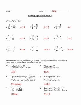 Solving Proportions Worksheet Answers Beautiful Setting Up Proportions Math Worksheet by Leslie Mohlman