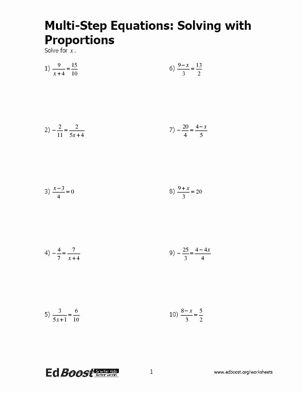 Solving Proportions Worksheet Answers Unique solving Equations with Variables Both Sides Worksheet