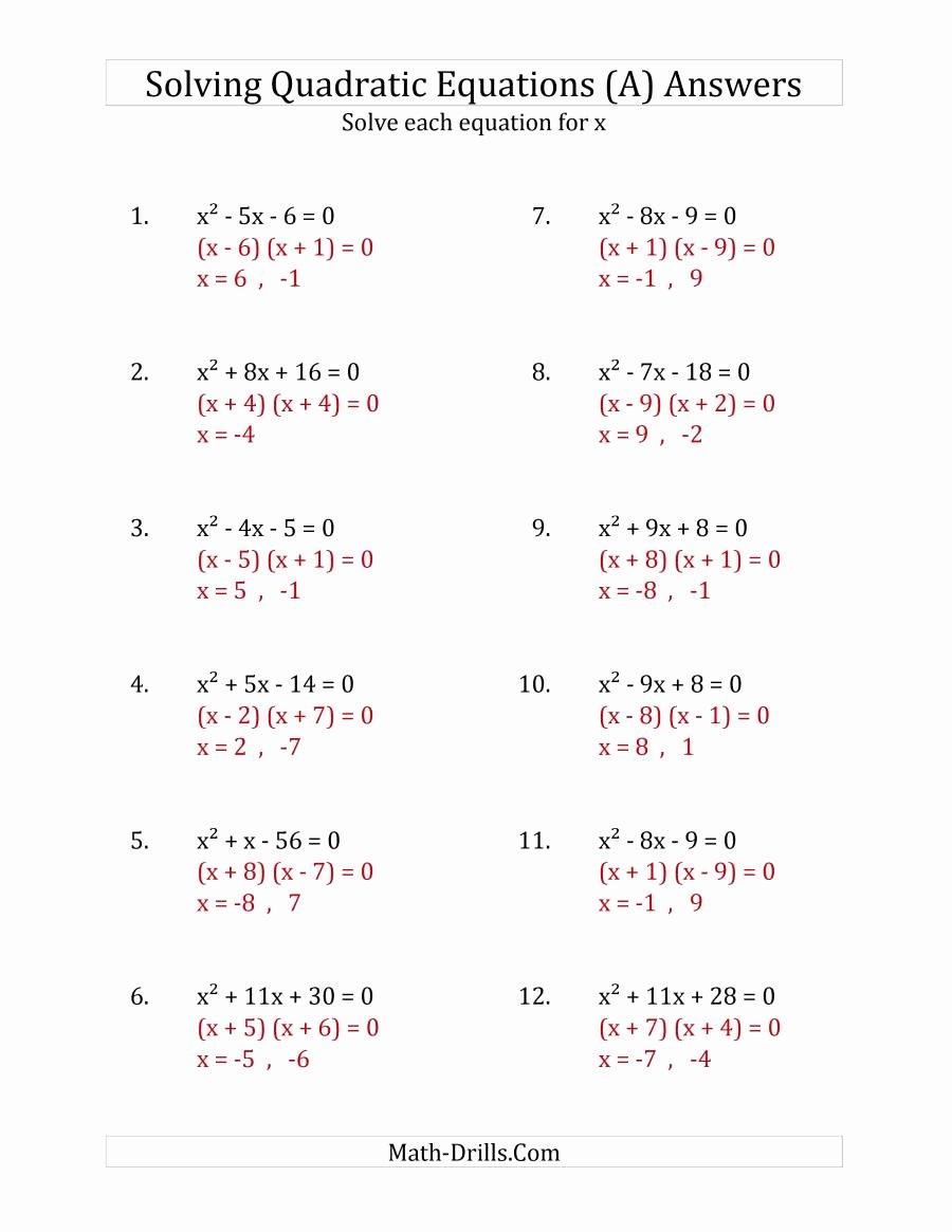 47 Solving Quadratic Equations Worksheet