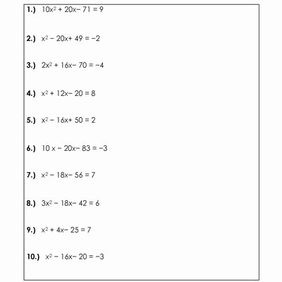 Solving Quadratic Equations Worksheet Luxury Quadratic Equation Worksheets Printable Pdf Download