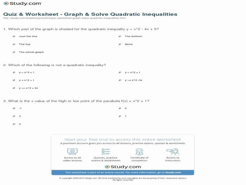 Solving Quadratic Inequalities Worksheet Luxury Quadratic Inequalities Worksheet