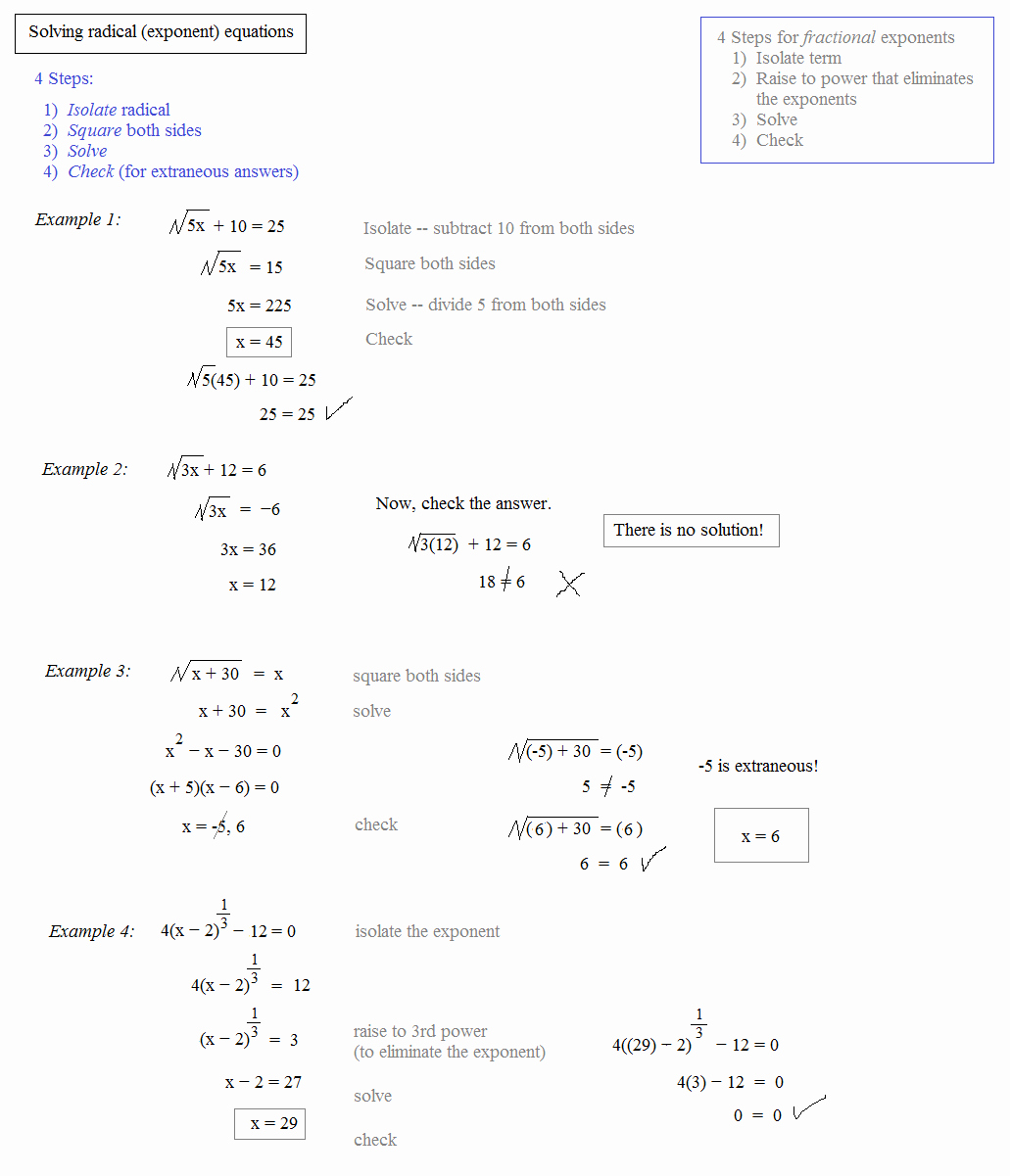 Solving Radical Equations Worksheet New Math Plane Rational Exponents and Radical Equations