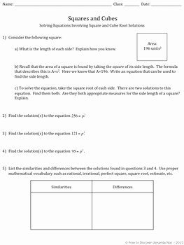 Solving Square Root Equations Worksheet Inspirational solving Equations Involving Square and Cube Root solutions