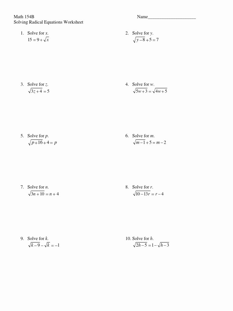 Solving Square Root Equations Worksheet Lovely Year 10 Pleting the Square Worksheet