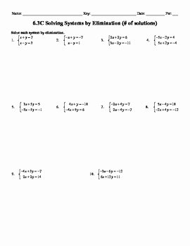 Solving System by Elimination Worksheet Inspirational Holt Algebra 6 3c solving Systems by Elimination Of sol