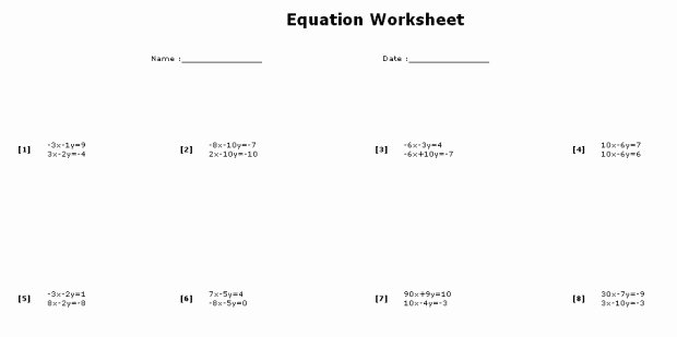 Solving System by Elimination Worksheet New solving Systems Equations by Elimination Worksheet