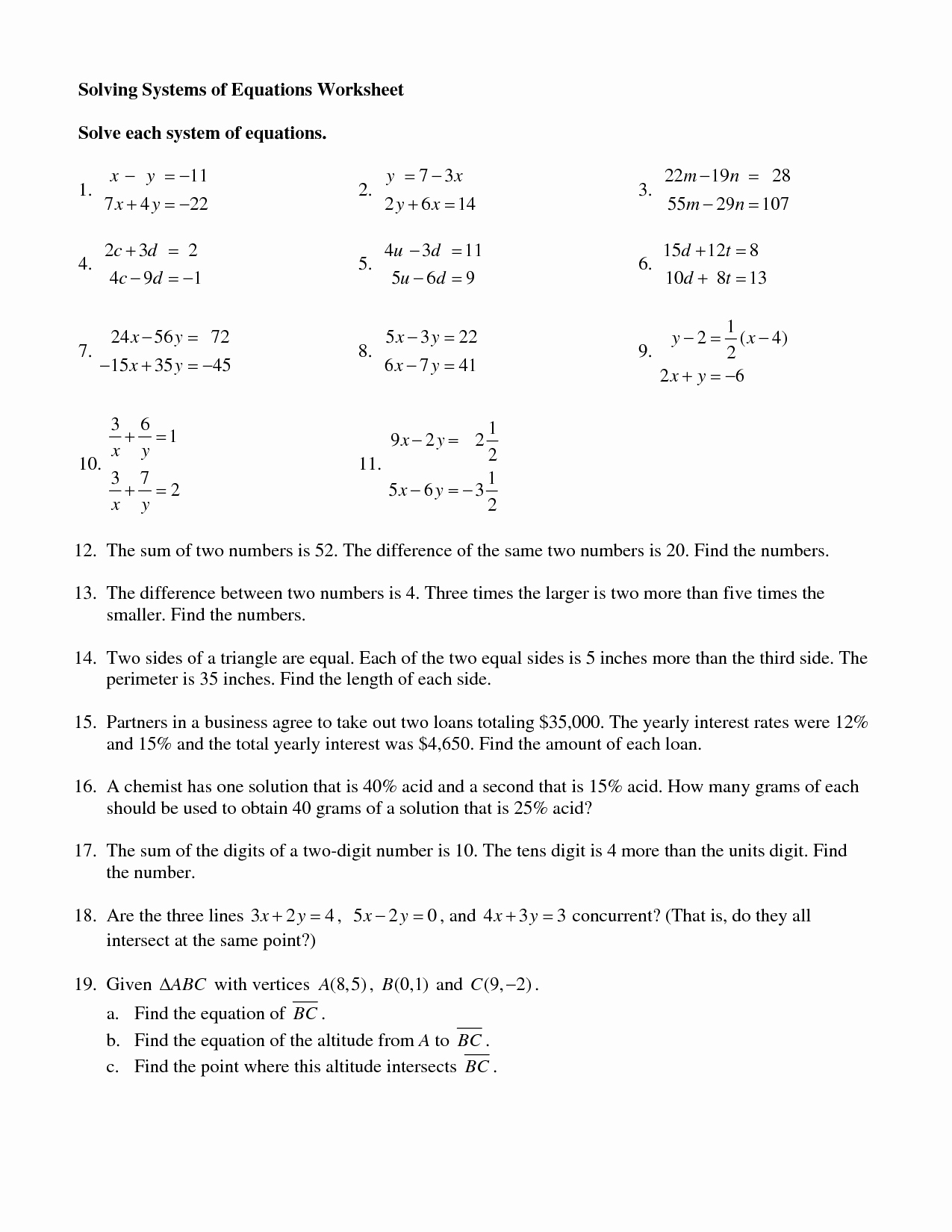 Solving Systems by Elimination Worksheet Elegant 15 Best Of Systems Equations Worksheets Printing