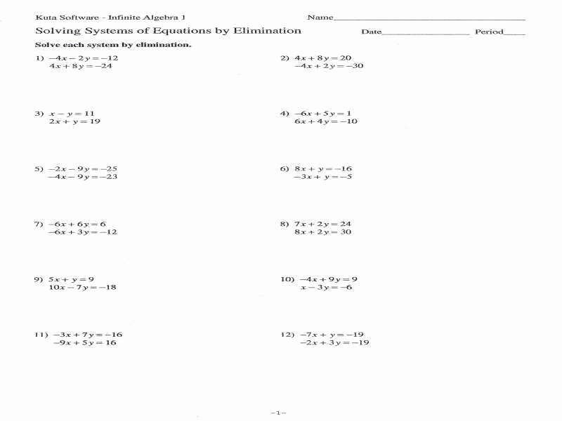 Solving Systems by Elimination Worksheet Fresh solving Systems by Elimination Worksheet