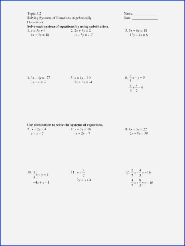 Solving Systems by Elimination Worksheet New solving Systems Equations by Elimination Worksheet