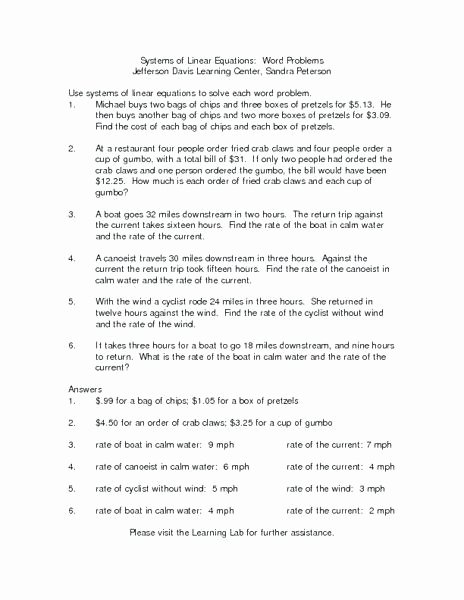 Solving Systems by Elimination Worksheet Unique solving Systems Equations by Elimination Worksheet