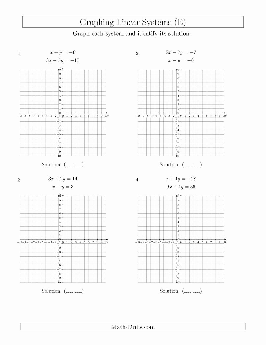 Solving Systems by Graphing Worksheet Best Of solve Systems Of Linear Equations by Graphing Standard E