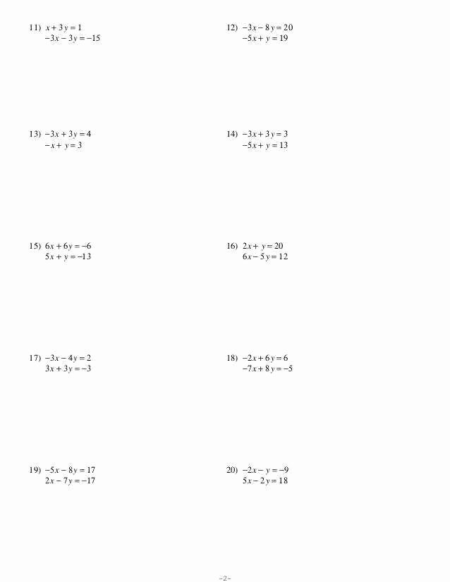 Solving Systems Of Equations Worksheet Lovely solving Systems Equations by Elimination Worksheet