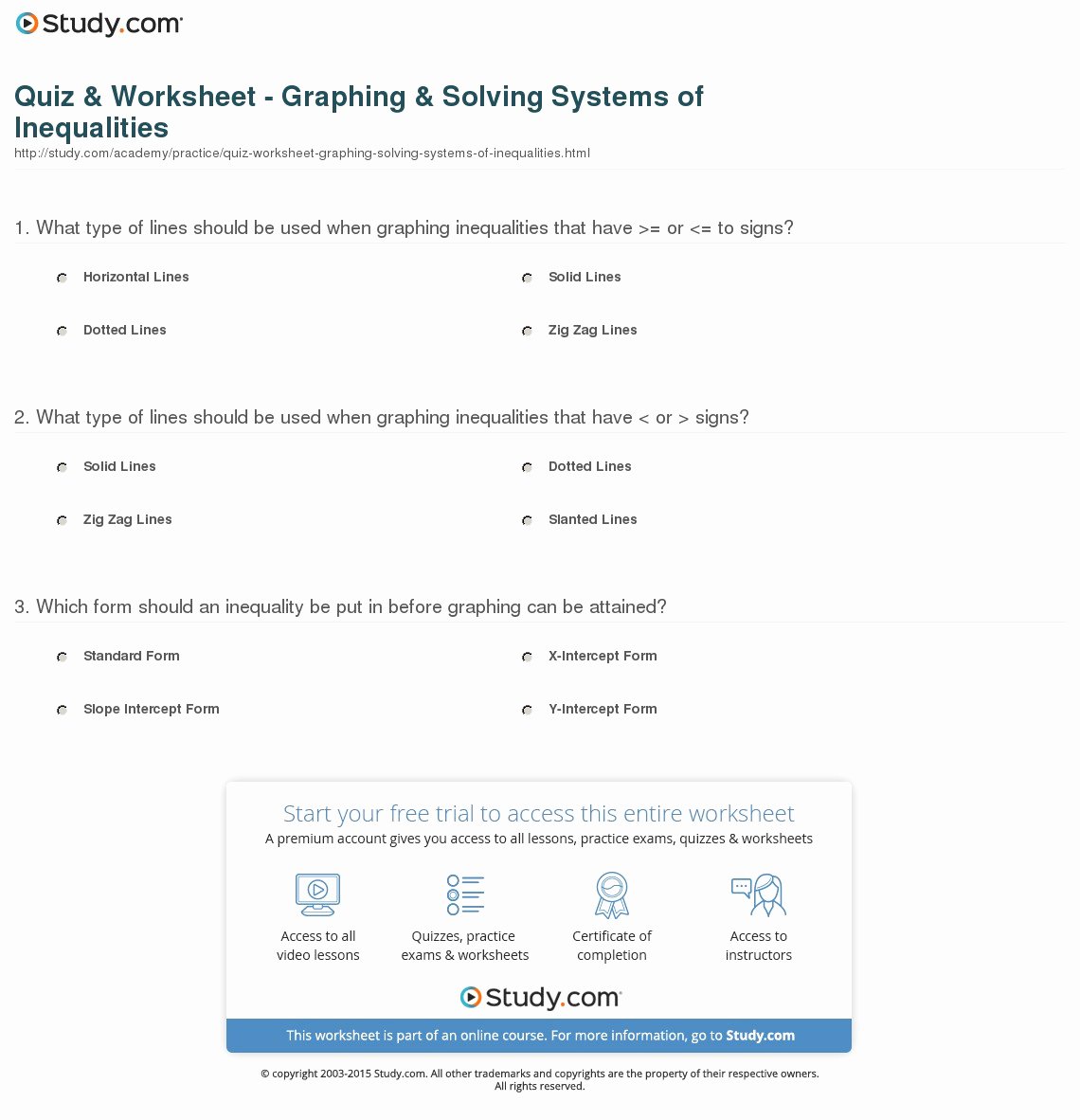 Solving Systems Of Inequalities Worksheet Fresh Quiz &amp; Worksheet Graphing &amp; solving Systems Of