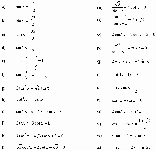 Solving Trig Equations Worksheet Luxury Math Exercises &amp; Math Problems Trigonometric Equations