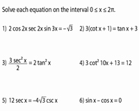 Solving Trig Equations Worksheet Unique solving Trigonometric Equations Worksheets
