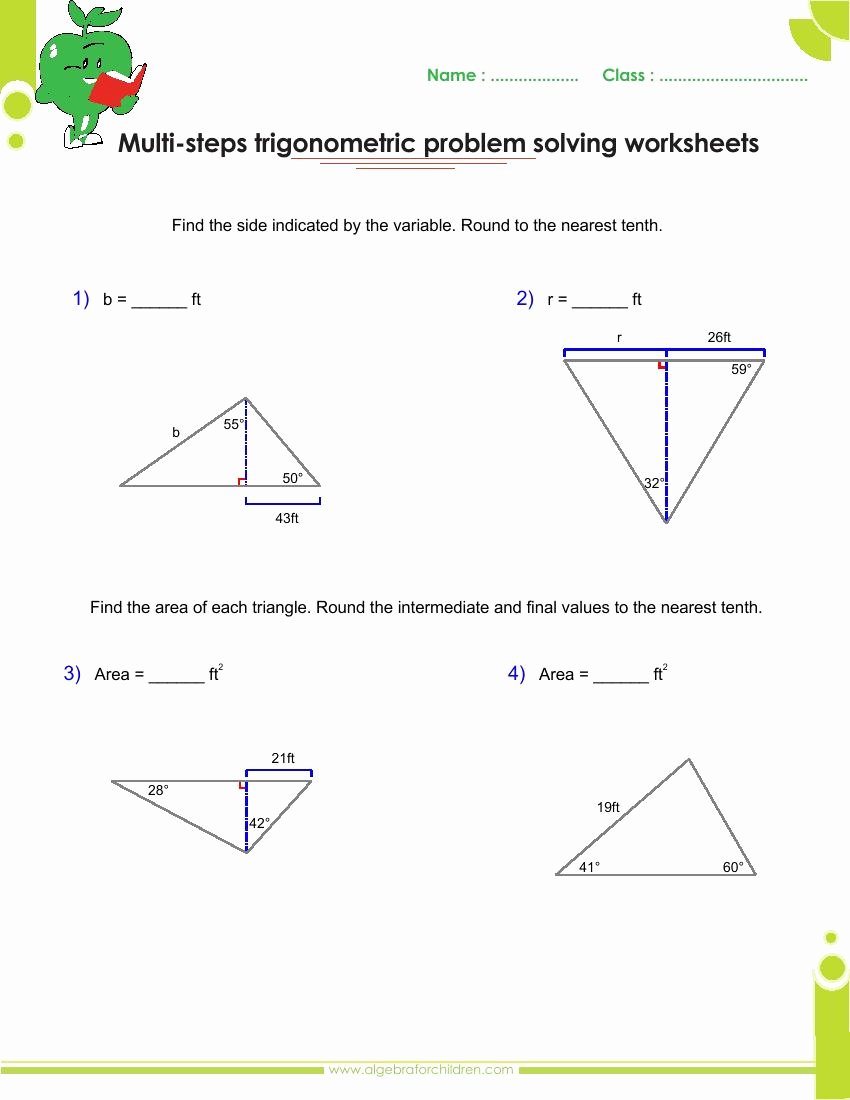 Solving Trigonometric Equations Worksheet Answers Elegant Basics Trigonometry Problems and Answers Pdf for Grade 10