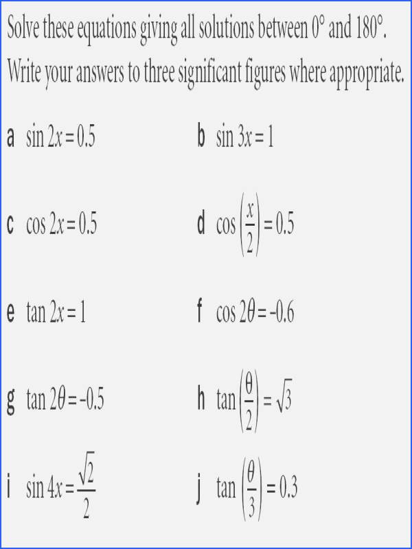 Solving Trigonometric Equations Worksheet Answers Fresh Precalculus 441 solving Trigonometric Equations Worksheet