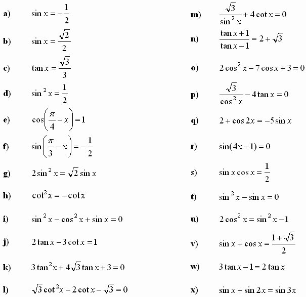 Solving Trigonometric Equations Worksheet Answers Lovely solving Trigonometric Equations Worksheet