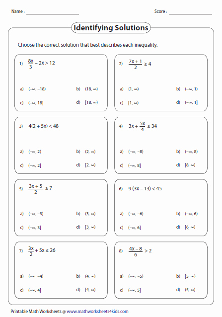 Solving Two Step Inequalities Worksheet Unique Multi Step Inequalities Worksheets