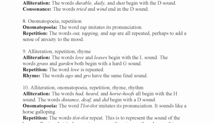 Sound Devices In Poetry Worksheet Best Of Awesome Poetic Devices Worksheet Answers E Of Several