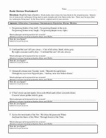 Sound Devices In Poetry Worksheet Best Of Poetic Devices Worksheet