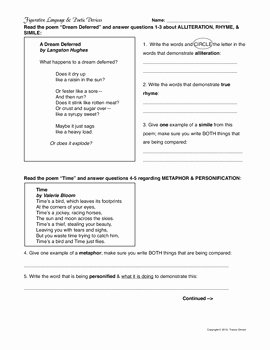 Sound Devices In Poetry Worksheet New Figurative Language &amp; Poetic Devices Quiz &amp; Activity by