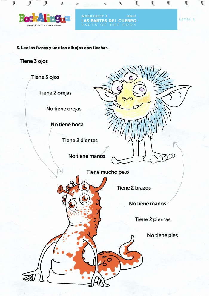 Spanish Body Parts Worksheet Lovely Spanish Worksheet to Teach Parts Of the Body