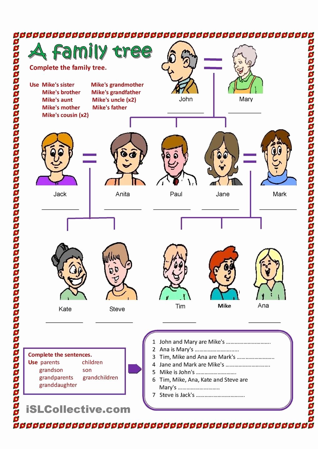 Spanish Family Tree Worksheet Awesome Esl Family Tree Worksheet