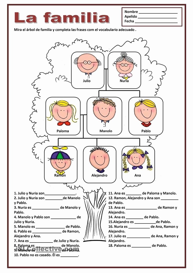 Spanish Family Tree Worksheet Lovely La Familia Teaching Spanish Grammar