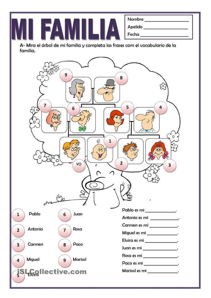 Spanish Family Tree Worksheet Unique A Printable Activity to Practice Spanish Family Vocabulary
