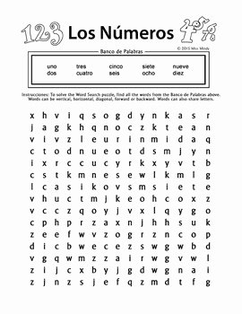 Spanish Numbers Worksheet 1 100 Best Of Los Numeros Spanish Numbers 1 10 Word Search Puzzle