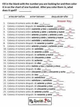 Spanish Numbers Worksheet 1 100 Fresh Numbers Spanish 1 100 Worksheet with Hundreds Chart Fun