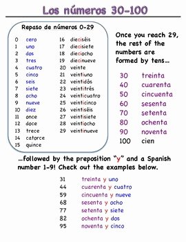 Spanish Numbers Worksheet 1 100 Fresh Spanish Numbers Handouts for Números 0 30 30 100 &amp; 100