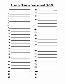 Spanish Numbers Worksheet 1 100 Lovely Spanish Number Worksheet 1 100 by Elementary Spanish