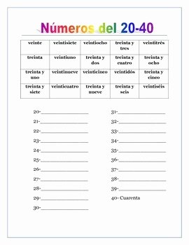 Spanish Numbers Worksheet 1 100 Lovely Spanish Numbers From 0 to 100 &amp; Thousands Writing