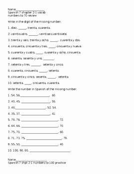 Spanish Numbers Worksheet 1 100 Unique Spanish Numbers Practice Up to 100 Worksheet