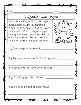 Spanish Reading Comprehension Worksheet Fresh Spanish Reading Prehension Passages and Questions