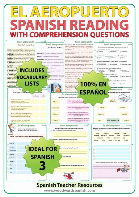 Spanish Reading Comprehension Worksheet Lovely Spanish Reading – El Aeropuerto
