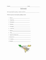 Spanish Speaking Countries Map Worksheet Best Of English Worksheets Capitals Of Spanish Speaking Countries
