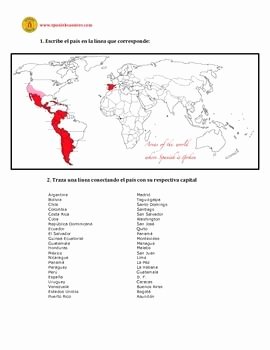 Spanish Speaking Countries Map Worksheet Fresh Country Spanish and Spanish Speaking Countries On Pinterest